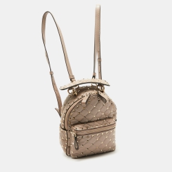 Pre Owned Valentino Old Rose Quilted Leather Rockstud Spike Backpack