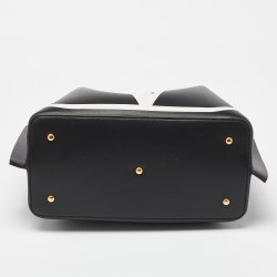 Pre Owned Valentino Black/White Leather VLogo Escape Tote