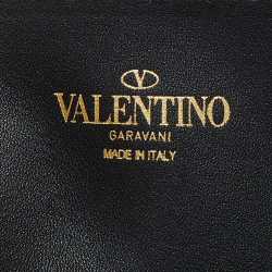 Pre Owned Valentino Black/White Leather VLogo Escape Tote