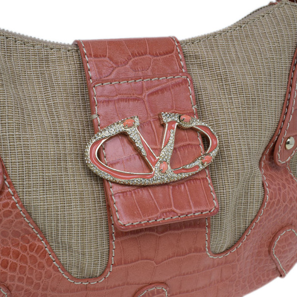 مملوكة مسبقًا حقيبة فالنتينو قماش وجلد وردي صغيرة هوبو