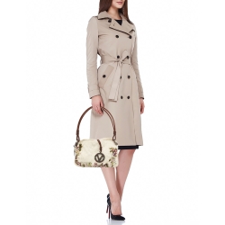 Pre Owned Valentino Off White Fur and Laeather Floral Applique VLogo Baguette Bag