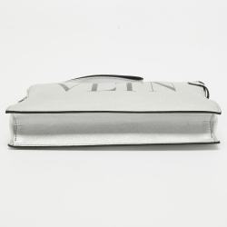 Pre Owned Valentino Silver Leather VLTN Wristlet Clutch