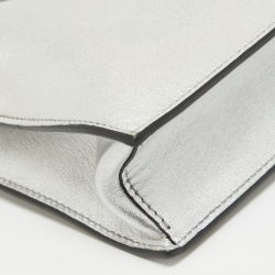 Pre Owned Valentino Silver Leather VLTN Wristlet Clutch
