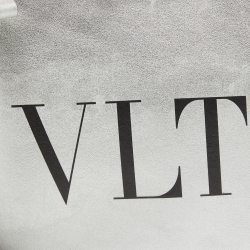 Pre Owned Valentino Silver Leather VLTN Wristlet Clutch