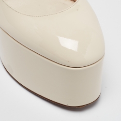Pre Owned Valentino Cream Patent Tango Pumps Size 37
