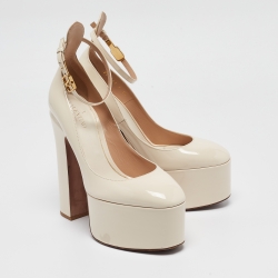 Pre Owned Valentino Cream Patent Tango Pumps Size 37