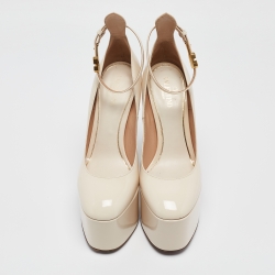 Pre Owned Valentino Cream Patent Tango Pumps Size 37