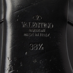 Pre Owned Valentino Black Leather Roman Stud Flat Sandals Size 38.5