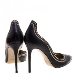 Pre Owned Valentino Black Studded Leather D'orsay Pumps Size 38.5