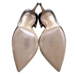 Pre Owned Valentino Black Studded Leather D'orsay Pumps Size 38.5