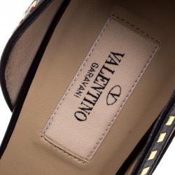 Pre Owned Valentino Black Studded Leather D'orsay Pumps Size 38.5