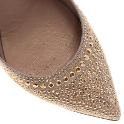 Pre Owned Valentino Beige Suede Studded Ankle Strap Sandals Size 39