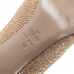 Pre Owned Valentino Beige Suede Studded Ankle Strap Sandals Size 39