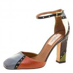 Pre Owned Valentino Multicolor Leather Dotcom Patchwork Pumps Size 36.5