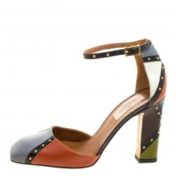 Pre Owned Valentino Multicolor Leather Dotcom Patchwork Pumps Size 36.5