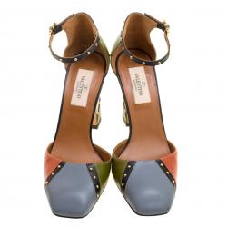 Pre Owned Valentino Multicolor Leather Dotcom Patchwork Pumps Size 36.5