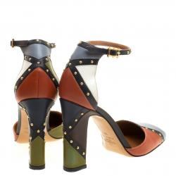 Pre Owned Valentino Multicolor Leather Dotcom Patchwork Pumps Size 36.5
