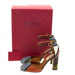 Pre Owned Valentino Multicolor Leather Dotcom Patchwork Pumps Size 36.5