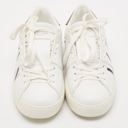 Pre Owned Valentino White Leather VLTN Open Sneakers Size 36.5