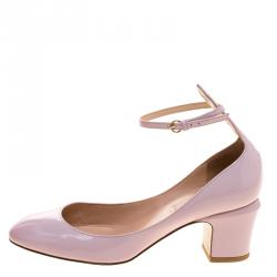 Pre Owned Valentino Blush Pink Patent Leather Tango Ankle Strap Pumps Size 36.5