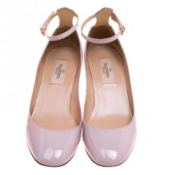 Pre Owned Valentino Blush Pink Patent Leather Tango Ankle Strap Pumps Size 36.5