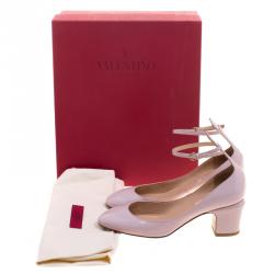 Pre Owned Valentino Blush Pink Patent Leather Tango Ankle Strap Pumps Size 36.5