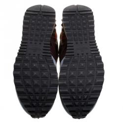 Pre Owned Valentino Multicolor Camouflage Leather and Suede Hawaiian Couture Rockrunner Sneakers Size 39