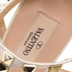 Pre Owned Valentino Two Tone Python Leather Rockstud Sandals Size 39