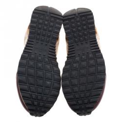 مملوكة مسبقًا Valentino Multicolor Mesh and Leopard Print Calf Hair Rockrunner Sneakers Size 37.5