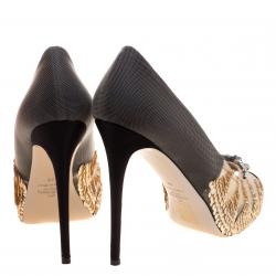 Pre Owned Valentino Beige Embellished Mesh and Satin Peep Toe Pumps Size 38