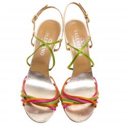 Pre Owned Valentino Multicolor Satin Strappy Sandals Size 39