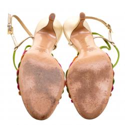 Pre Owned Valentino Multicolor Satin Strappy Sandals Size 39