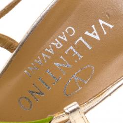 Pre Owned Valentino Multicolor Satin Strappy Sandals Size 39