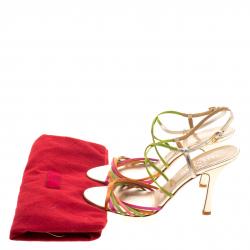 Pre Owned Valentino Multicolor Satin Strappy Sandals Size 39