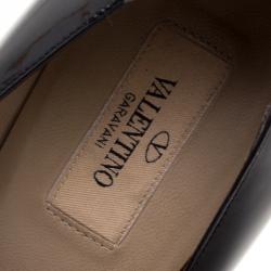 Pre Owned Valentino Black Patent Leather Platform Pumps Size 36.5