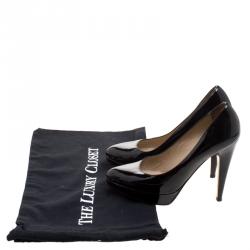 Pre Owned Valentino Black Patent Leather Platform Pumps Size 36.5