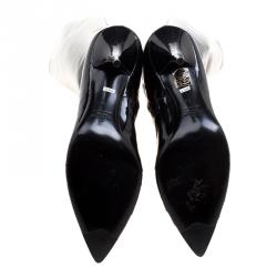 Pre Owned Valentino Black Patent Leather Pointed Toe Knee High Boots Size 39