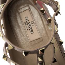 Pre Owned Valentino Red Leather T Strap Rockstud Ballet Flats Size 39.5