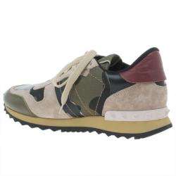 Pre Owned Valentino Camouflage Leather and Suede Sneakers Size 37.5