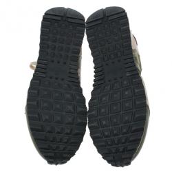 Pre Owned Valentino Camouflage Leather and Suede Sneakers Size 37.5