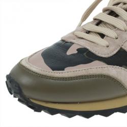 Pre Owned Valentino Camouflage Leather and Suede Sneakers Size 37.5