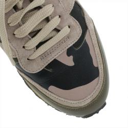 Pre Owned Valentino Camouflage Leather and Suede Sneakers Size 37.5