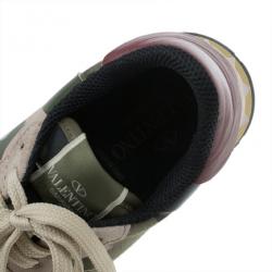 Pre Owned Valentino Camouflage Leather and Suede Sneakers Size 37.5