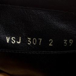 Pre Owned Valentino Black Leather Rockstud Biker Boots Size 39