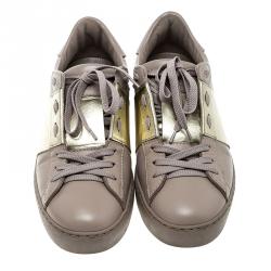 Pre Owned Valentino Lilac Leather Open Sneakers Size 37