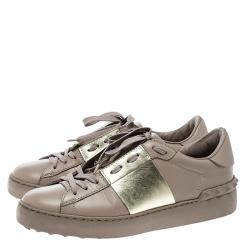 Pre Owned Valentino Lilac Leather Open Sneakers Size 37