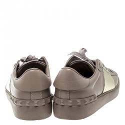 Pre Owned Valentino Lilac Leather Open Sneakers Size 37