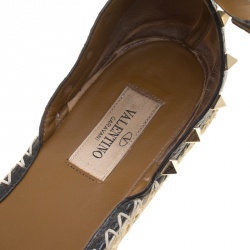 Pre Owned Valentino Black Leather Rockstud Espadrilles Size 38