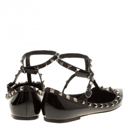 Pre Owned Valentino Black Leather Rockstud Ballet Flats Size 39