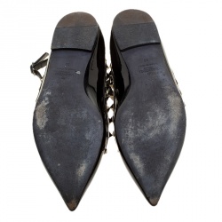 Pre Owned Valentino Black Leather Rockstud Ballet Flats Size 39